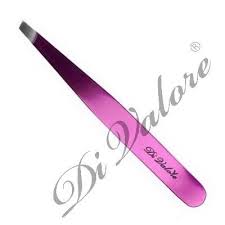 DV Пинцет косметологический для бровей со скошенными кончиками розовый 9,5 см 103-006ROSE