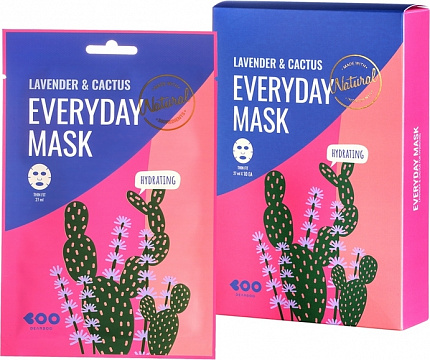
                                Тканевая маска для лица Dearboo с экстрактом лаванды и кактуса 27 мл