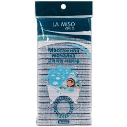 Мочалка La Miso массажная голубая средней жёсткости
