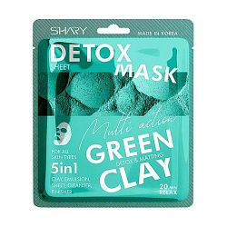 Тканевая маска для лица Shary эмульсия 5 в 1 Зеленая глина очищающая 25 г