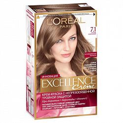 Краска для волос L'Oreal Excellence Creme 7.1 Русый пепельный 192 мл