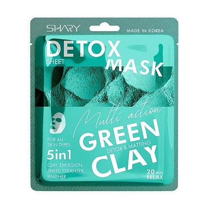 
                                Тканевая маска для лица Shary эмульсия 5 в 1 Зеленая глина очищающая 25 г