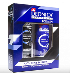 Подарочный набор Deonica For Men Активная Защита (Пена для бритья + Дезодорант + Антисептик)